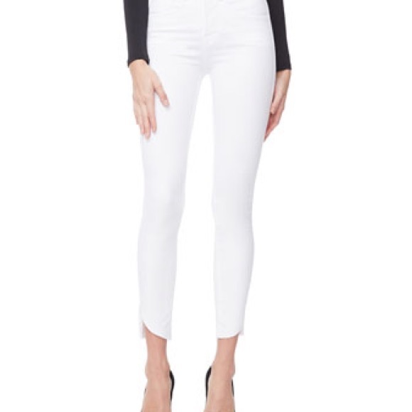 Good American Good Legs Crop Cascade Hem Jeans in White Denim Size 00 - Picture 3 of 6